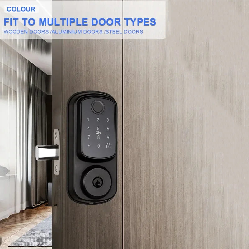 Smart Door Lock for Wood/Steel/Aluminum Doors Zinc Alloy 35-55mm Thickness with Password/Card/WiFi/ Unlock