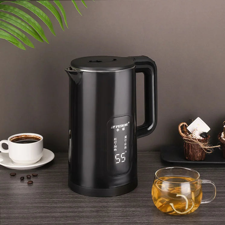 2L Stainless Steel Electric Kettle LED Temperature Constant Water Smart Boiling Anti-Scald Automatic Power-Off for Hotels