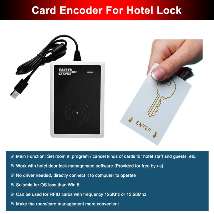 Hotel Key Card USB Encoder RFID Door Lock Card Reader