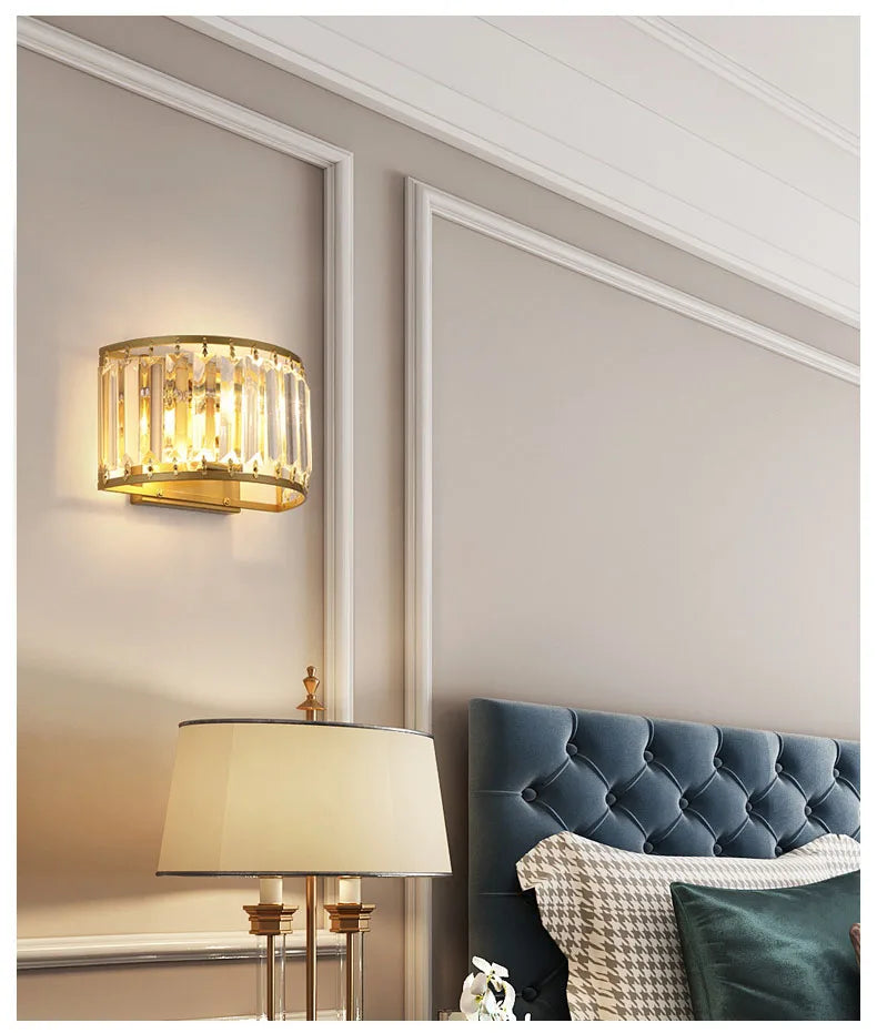 Modern Light Luxury Crystal Wall Lamp Bedroom Bedside Simple Atmosphere Living Room Background Minimalist Room Lighting