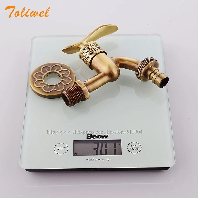 Antique Brass Bathroom Wall Mount Sink Basin Cold Water Faucet Tap G 1/2 Inch Outdoor Garden Hose Faucet Mop Sink tap TWL031