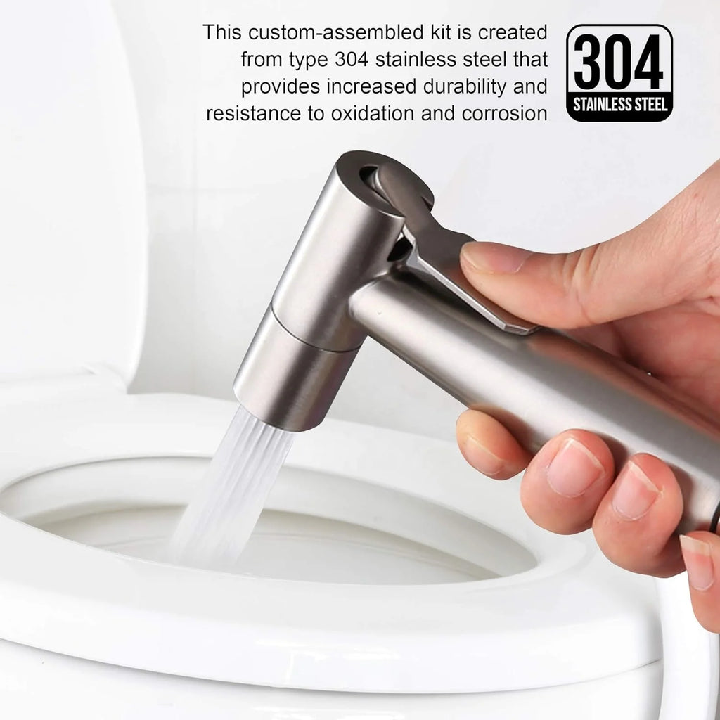 304 Stainless Steel Handheld Sprayer Bathroom Shattaf Portable Toilet Bidet Easy Cleaning Bidet Hose Seat for Toilet