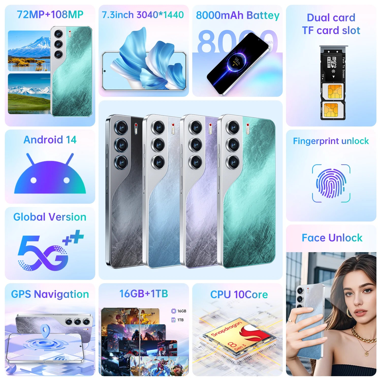 Hot Selling Camon 40 Pro Unlocked Android Deca Core Spanish 8GB+512GB Dual SIM Card LTE CDMA Global Version Smartphone