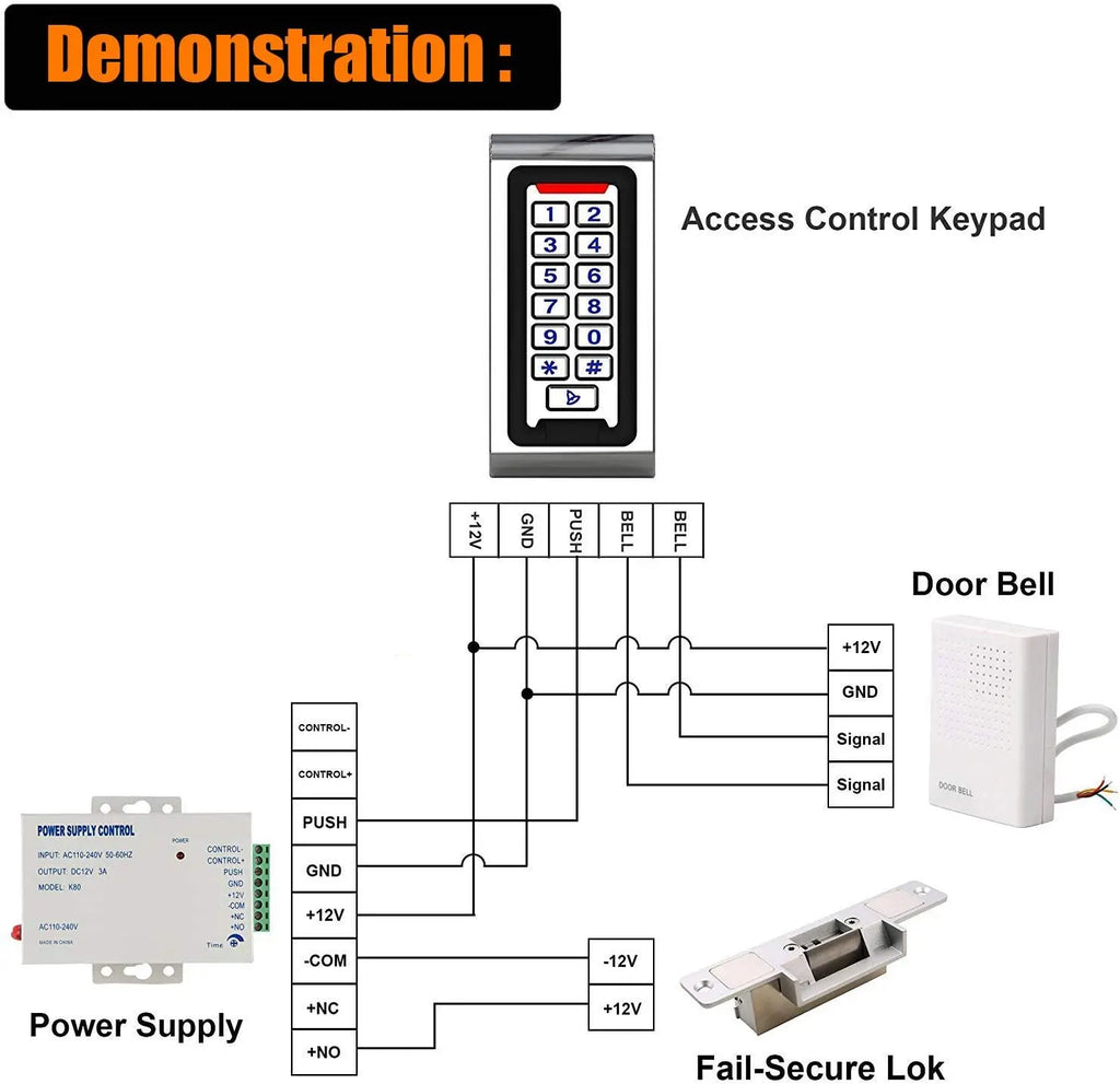 Metal Access Control System Keypad Proximity Entry Door Lock Entry System for Home Office