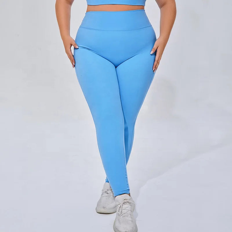 Women's Buttery Soft Four-Way Stretch Solid Ankle-Length Yoga Leggings Plus Size Sweat-Wicking High Waisted Gym Workout Pants