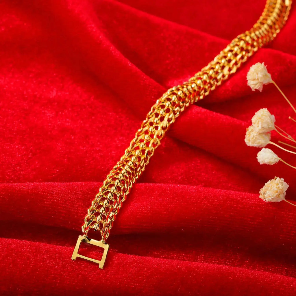 Fashion Valentine's Day Creative Gift Copper Gold Plated Lady Gold Bracelet  for Women Men Jewelry
