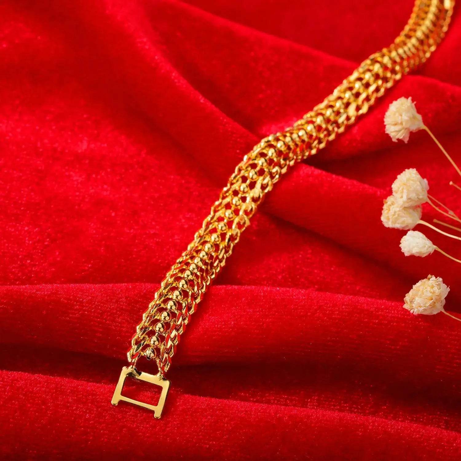 Fashion Valentine's Day Creative Gift Copper Gold Plated Lady Gold Bracelet  for Women Men Jewelry