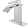 Modern Stainless Steel Deck Mount Waterfall Bathroom Faucet Cold Hot Water Tap for Bedroom Vanity Vessel Basin Faucet
