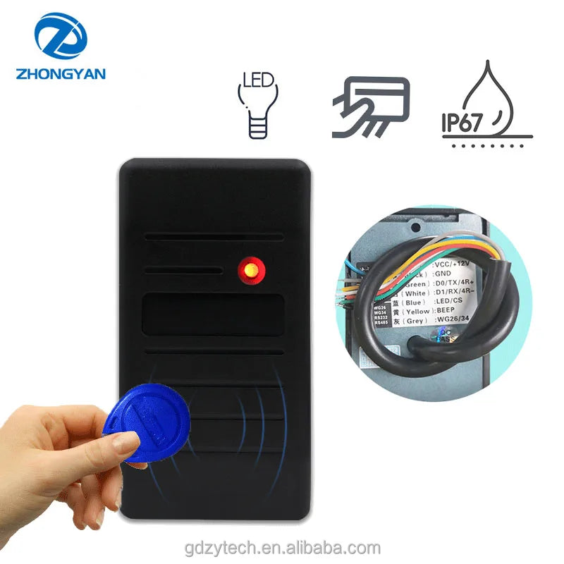 Wiegand 26 34 13.56Mhz NFC Contactless Outdoor RFID ID IC Card Reader IP68 Wall Mount Waterproof Door Lock Card Reader
