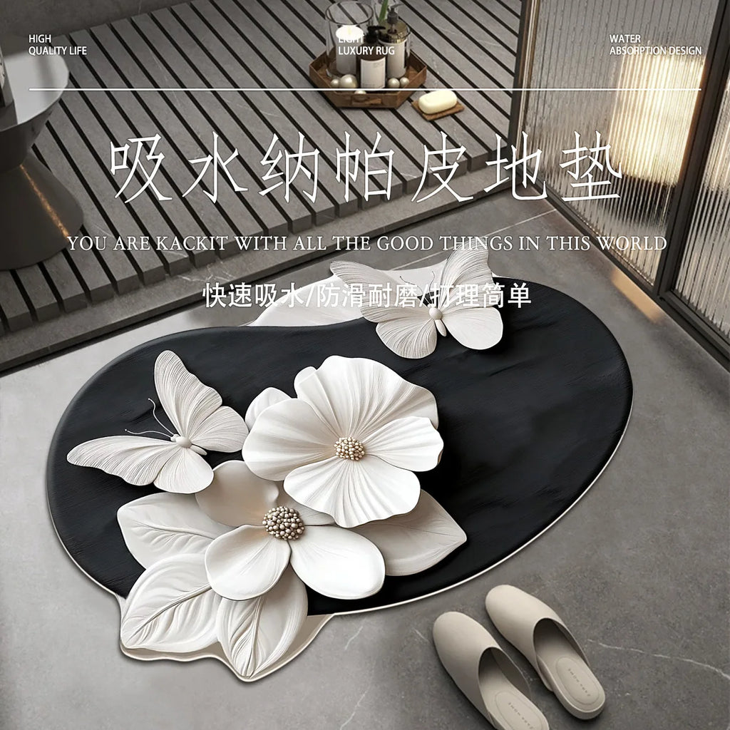 Water Aabsorbent Small Bathroom Rug Decor Floor Carpet Indoor Shower Mat  Mats for Bathroom Non Slip butterfly Bathroom Rugs