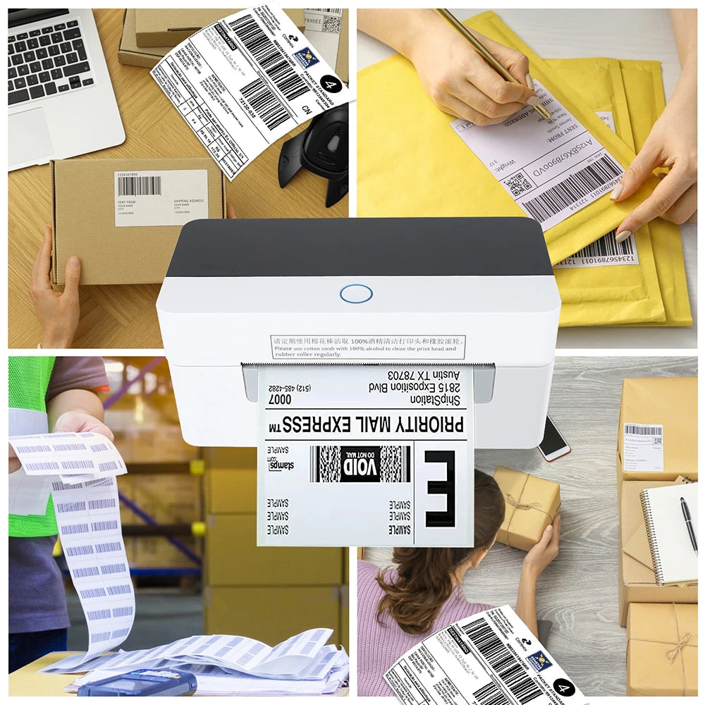 4*6 White Blue Thermal Interface Shipping Labels Sticker Printer Papers Sheets POS Usage Product Stock