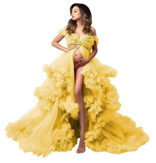Puffy Ruffles Tulle Maternity Dresses for Photoshoot Gowns Baby Shower Dress Bridal Lingerie Robe Vestidos Para Embarazadas