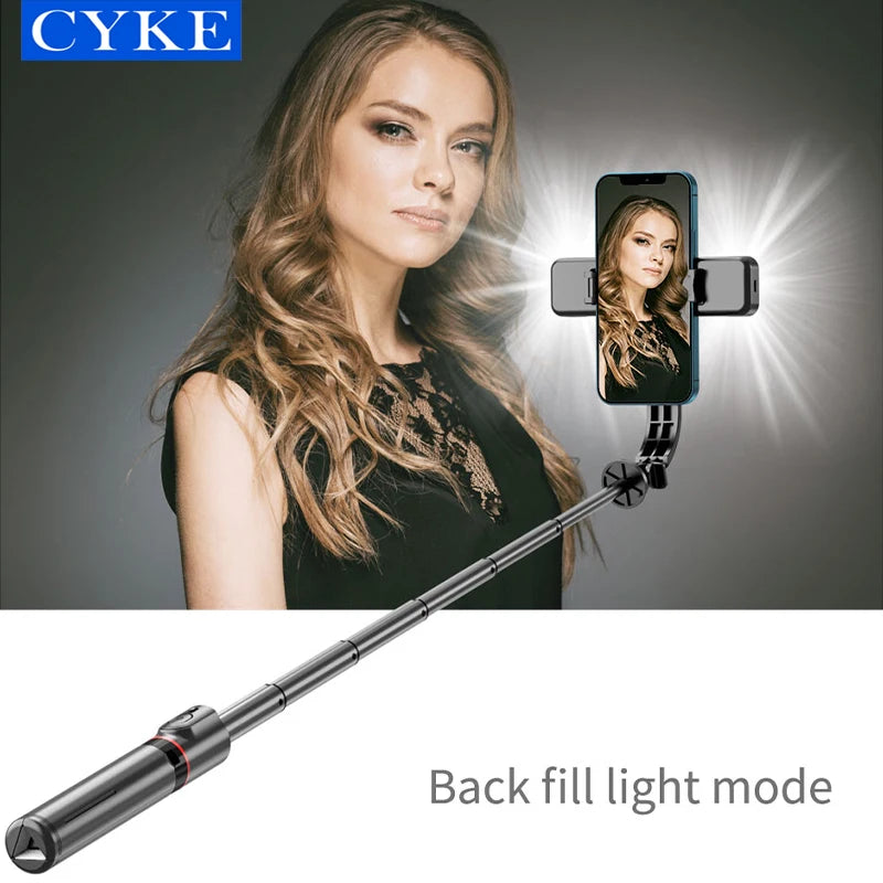 CYKE 3 in 1 Double Fill Light Extendable Bluetooth Tripod Selfie Stick Stand for Phones Palo De Selfie Tripod L12d