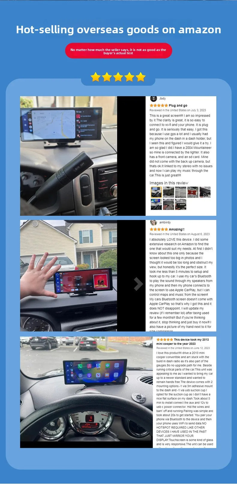 10.26inch High-Definition OLED Wireless Dashboard Portable Driving Recorder Cross-Border Car Navigation Device CarPlay