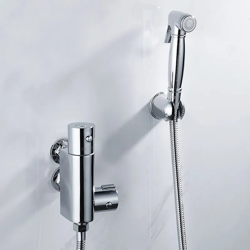 Thermostat Bidet Set Wall Mounted Bathroom Shower Toilet Portable Sprayer Kit Cold Hot Water Hygienic Shower Thermostatic Valve