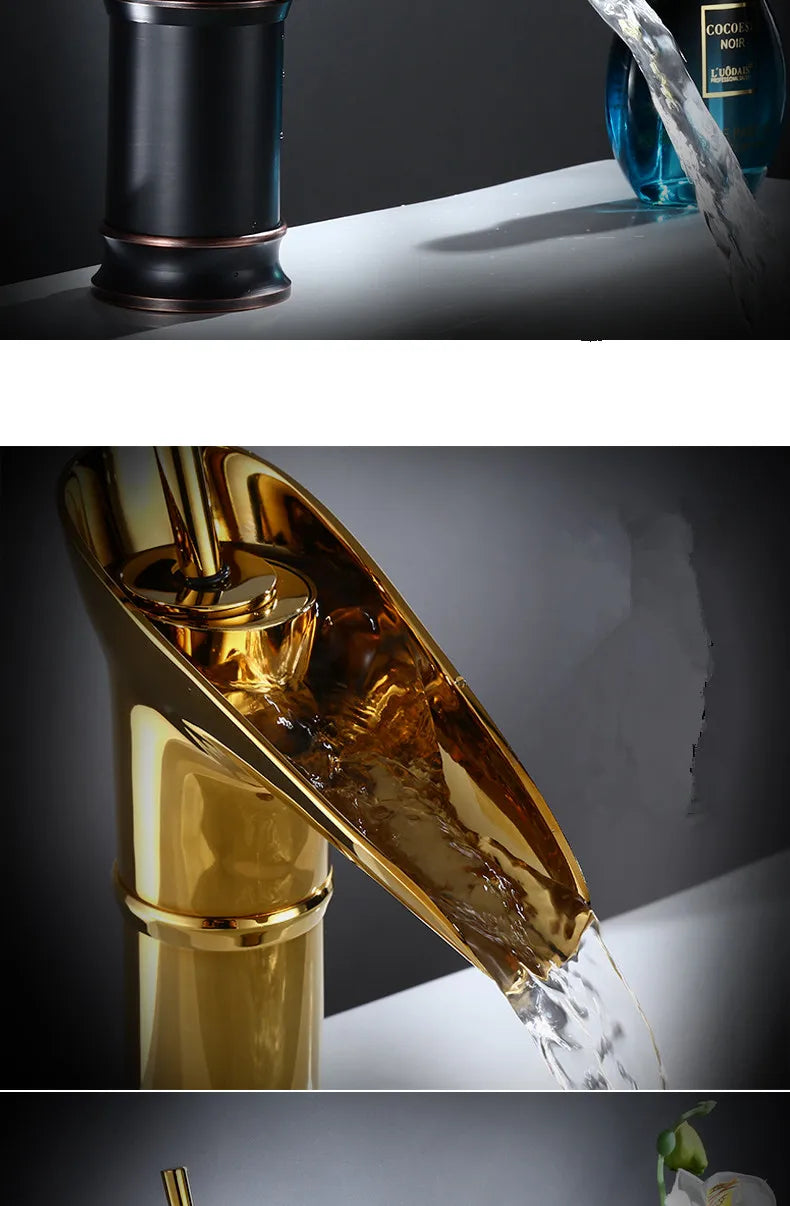 Bathroom Faucet Single Lever Waterfall Basin Faucet Brass Antique Hot and Cold bathroom Sink Mixer Wine Glass Style Taps
