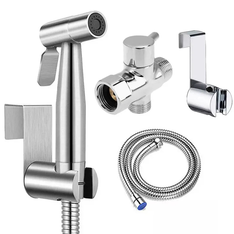Handheld Bidet Sprayer for Toilet Stainless Steel Adjustable Pressure Bidet Faucet Diaper Sprayer Set with Hose Attachment