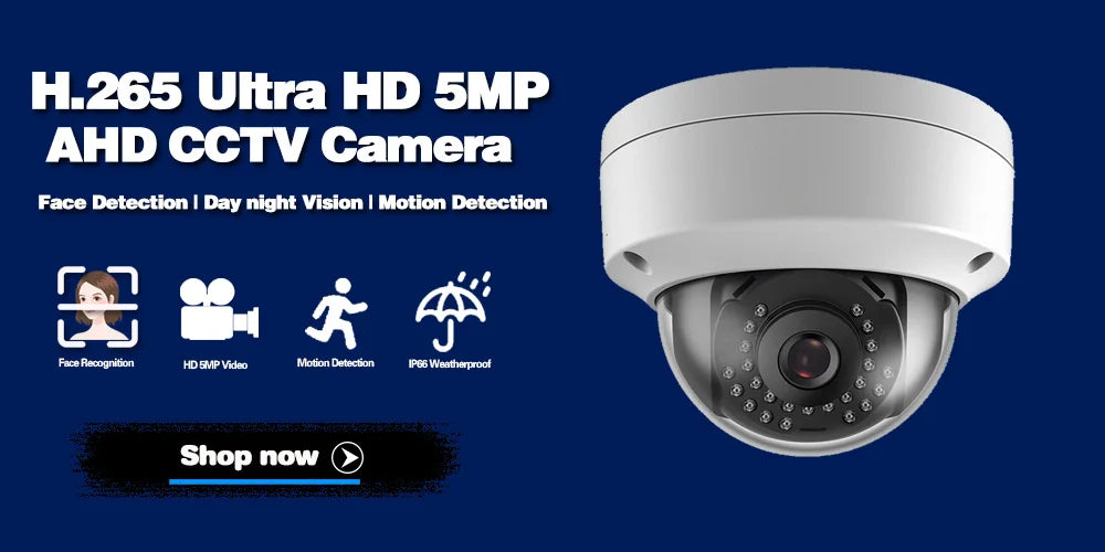 H.265 5MP Surveillance CCTV Camera BNC Waterproof Vandalproof 5MP HD Motion Detection IR Night Vision Dome AHD Security Camera