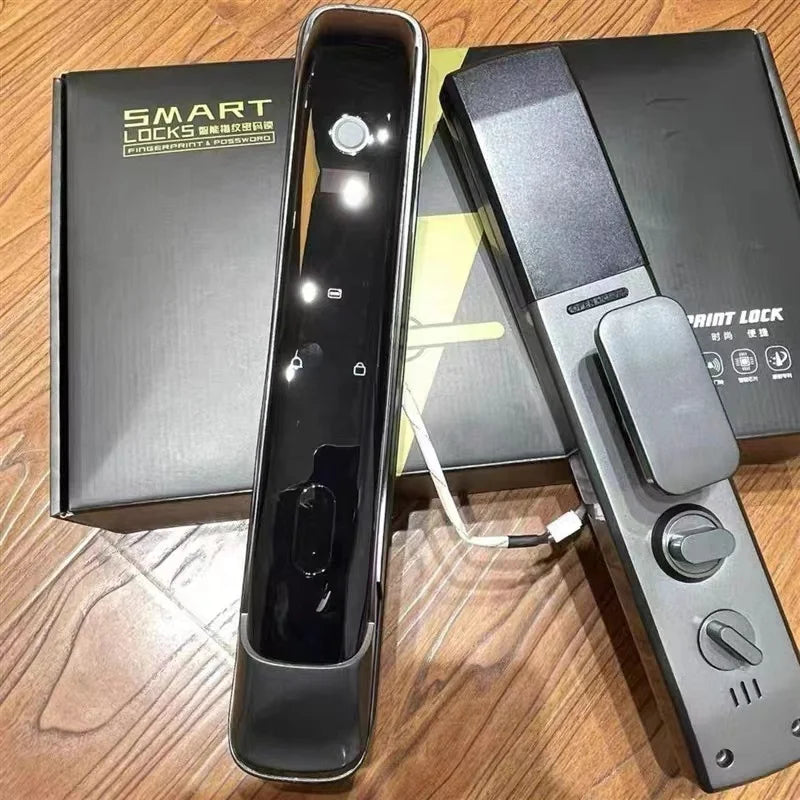 Tuya Wifi Smart RFID Biometric Door Lock Aluminum Alloy Keyless Push Pull Feature for Wood Door Memory Card Data Storage Option