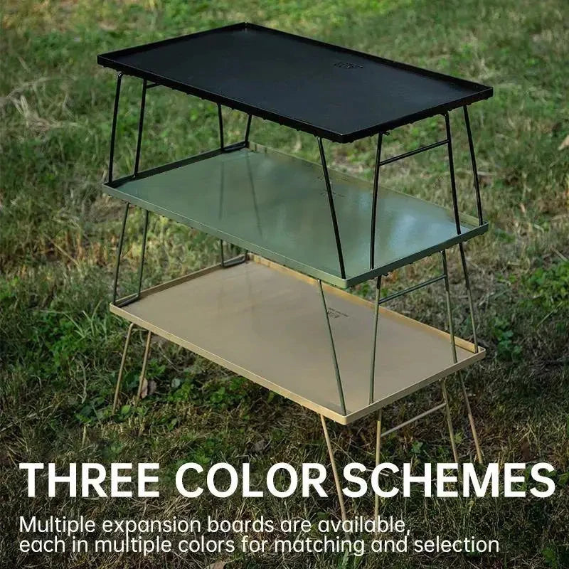 Custom Logo Folding Iron Mesh Outdoor Dining Furniture Table Portable Barbecue Picnic Camping Beach Fold Grid Custom Logo