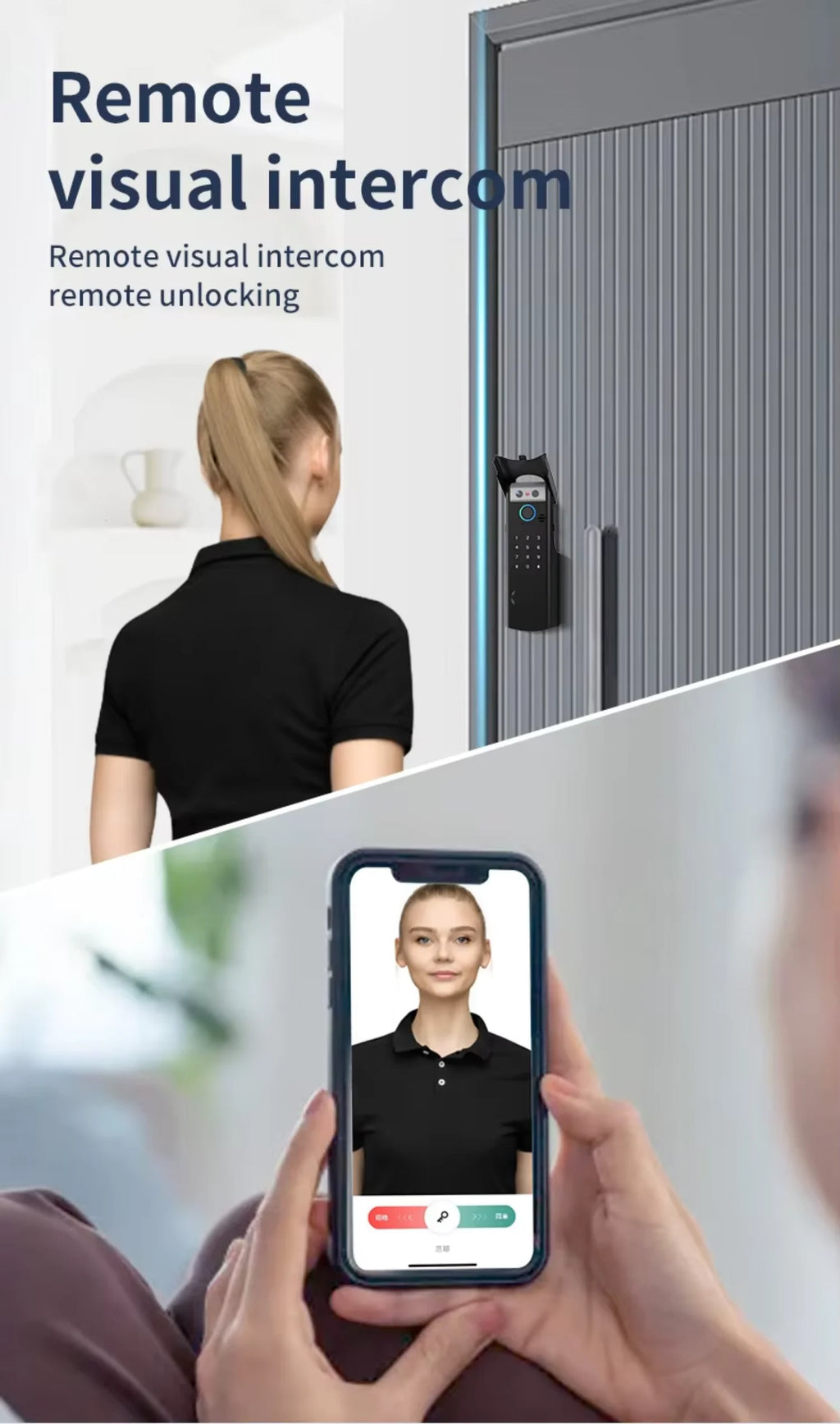 3D Face Recognition Front Door IP67 Waterproof Smart Lock Remote Keyless Fingerprint Password Unlock Cloud Wood Compatible