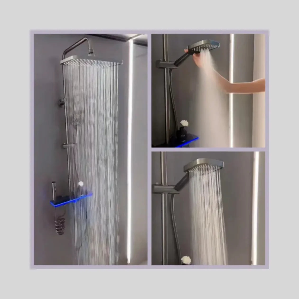 Smart Digital Thermostatic Faucet for Luxury Hotels Single Handle Wall-Mounted Ceramic Valve Rain Shower 3 Massage Jet Pause