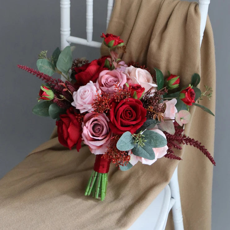 Peony Bridal Shower Bouquet Silk Flowers Handmade Artificial Wedding Bridesmaid Hand Flower Bouquets