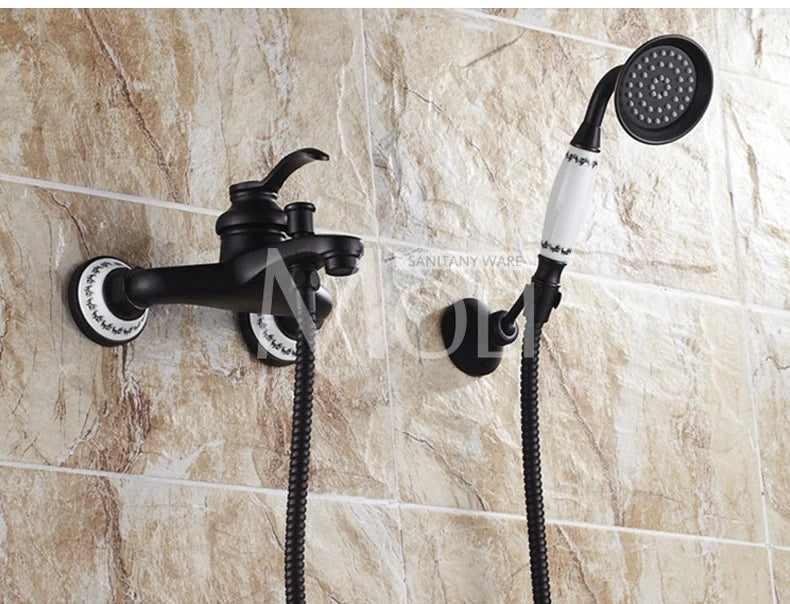 MOLI Wall mounted antique brass bronze brushed bathtub faucet with hand shower bathroom shower faucets torneiras 8306