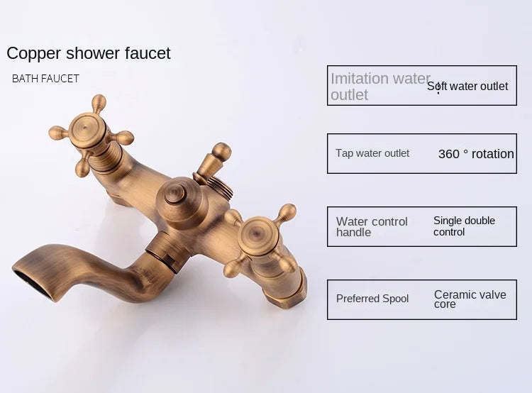 Modern European-Style Brass Bathroom Shower Suite Dual Handle Wall-Mounted Shower Faucet Slide Bar Ceramic Valve Core Rain Spray