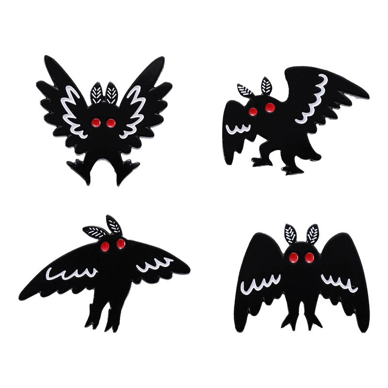 Punk Halloween Mothman Enamel Pin Brooch Lapel Badges Animals Moth Jewelry Gifts Women Girl Anime Custom Black Bird Accessories