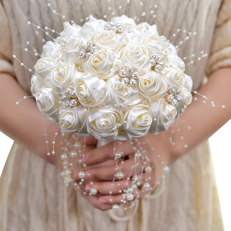 Peony Bridal Shower Bouquet Silk Flowers Handmade Artificial Wedding Bridesmaid Hand Flower Bouquets