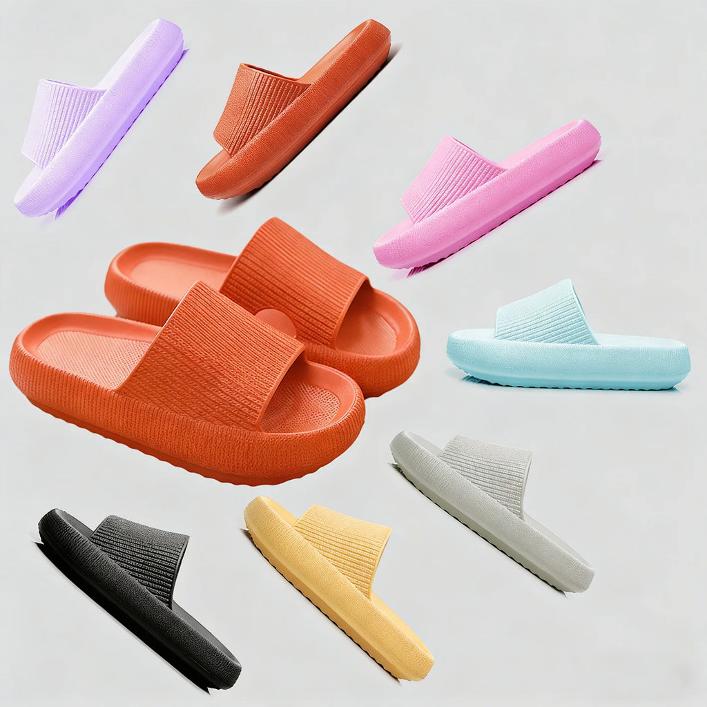 Men's Women's Lightweight Quick Dry Open-Toe EVA Shower Sandals Anti-Slip Platform Winter Cloud House Massage Pillow Slippers