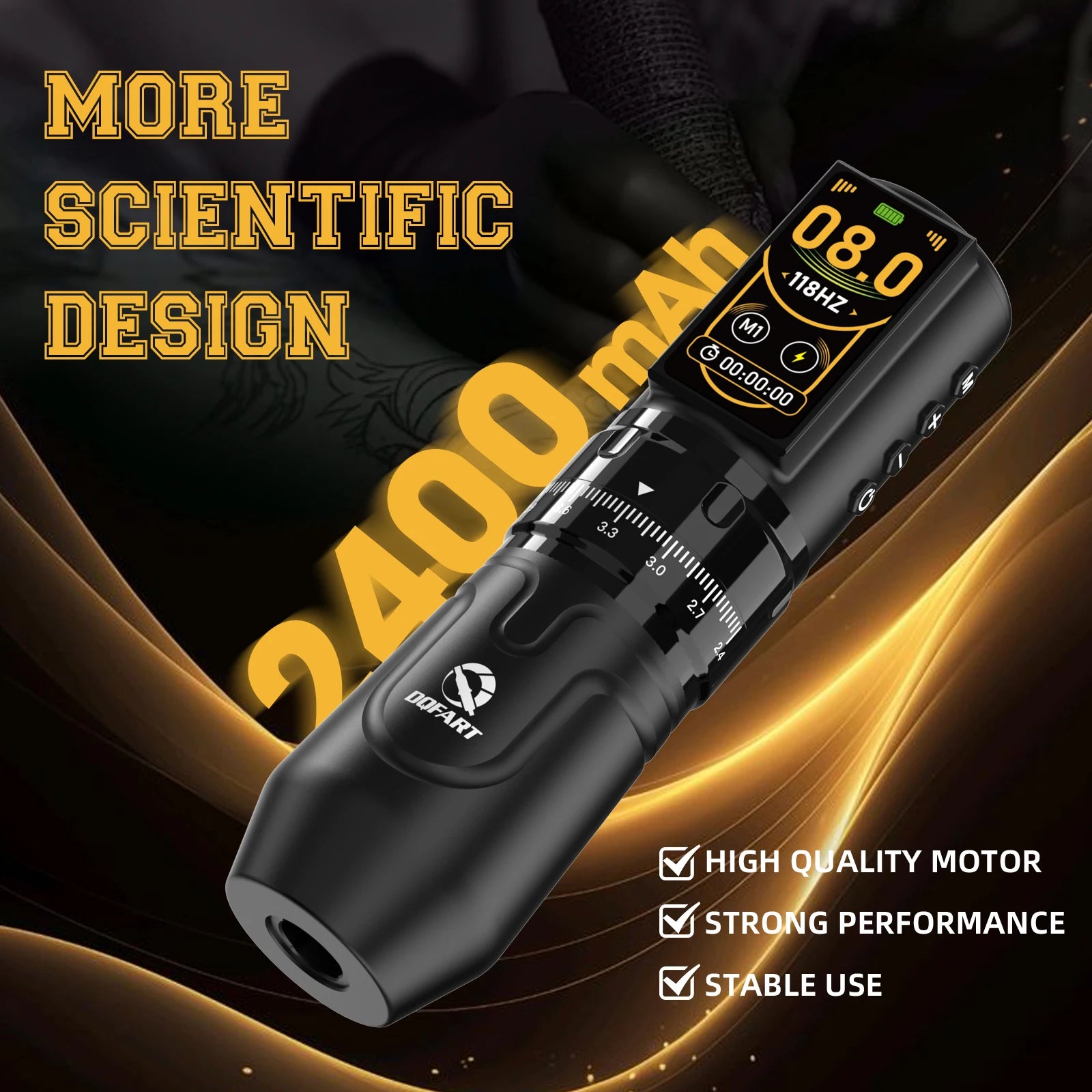 Wireless Tattoo Machine Kit, 1.47" Color Screen, Adjustable Tattoo Pen Kit, Exclusive for Tattoo Studios, Customizable Logo.