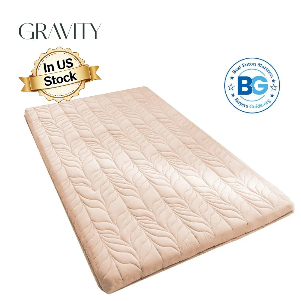 4inches Wheat Pattern Japanese Floor Futon Pad Cotton Folding Futon Compressible Tatami Mattress for Living Room