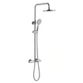 Chrome Brass Thermostatic Shower Column Set Dual Handle Rainfall Shower System with Handheld Spray for Modern Bathroom Luxury
