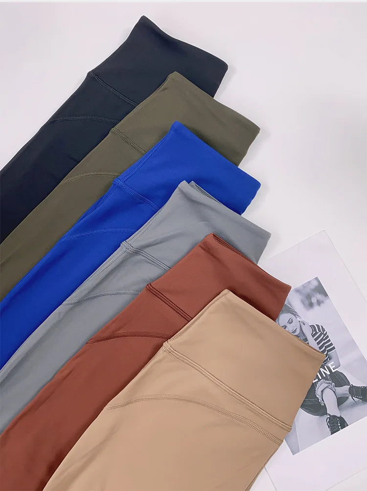 Solid Flared Yoga Sports Fitness Pants Spandex/Nylon High Waist Elastic Slimming Wide Leg Full Length Tummy Control Hip Lifting