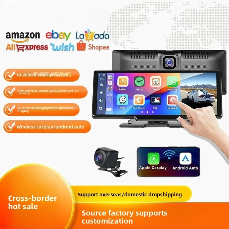 10.26inch High-Definition OLED Wireless Dashboard Portable Driving Recorder Cross-Border Car Navigation Device CarPlay