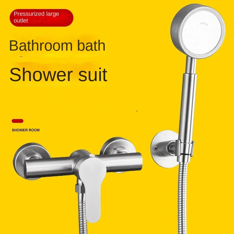 Single Handle Stainless Steel Triple Mixing Wall Mount Shower Valve Rainy Soft Jet Brushed Surface Ceramic Core 3 Holes Modern