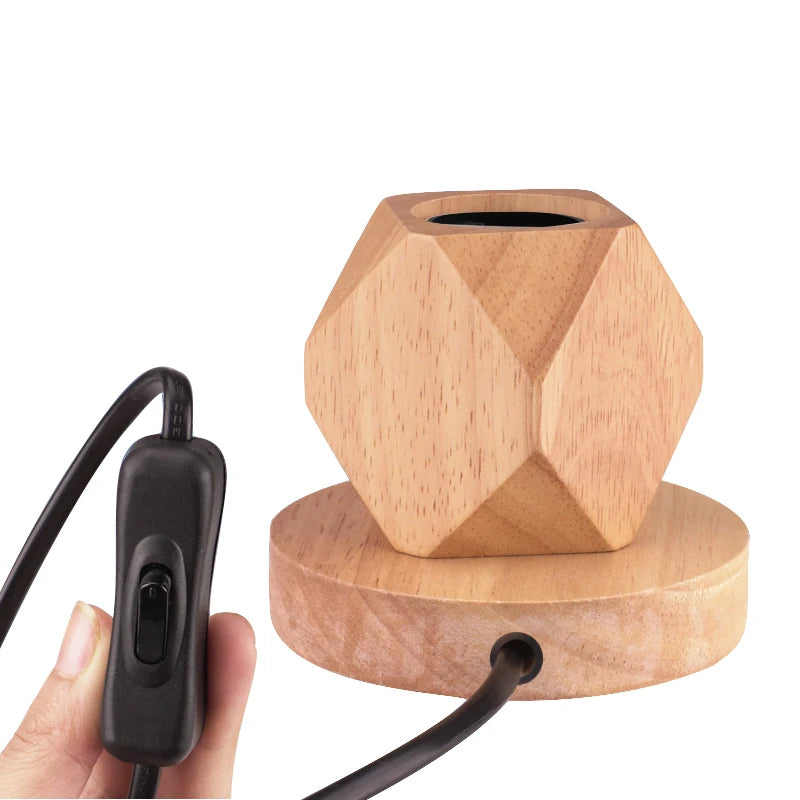Modern Wood Table Lamps E27 Retro Desk Decora Light Indoor Art Lamp Living Room Bedroom Bedside Decoration Light Base EU Plug