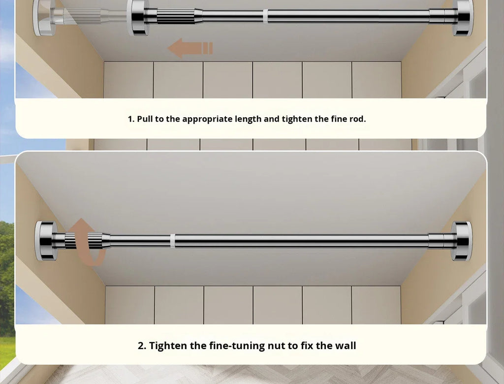 Clothes Shower Curtain Rod Nail-Free Extendable Non-damaging Wall Retractable Suction Cup Telescopic Drying Rack