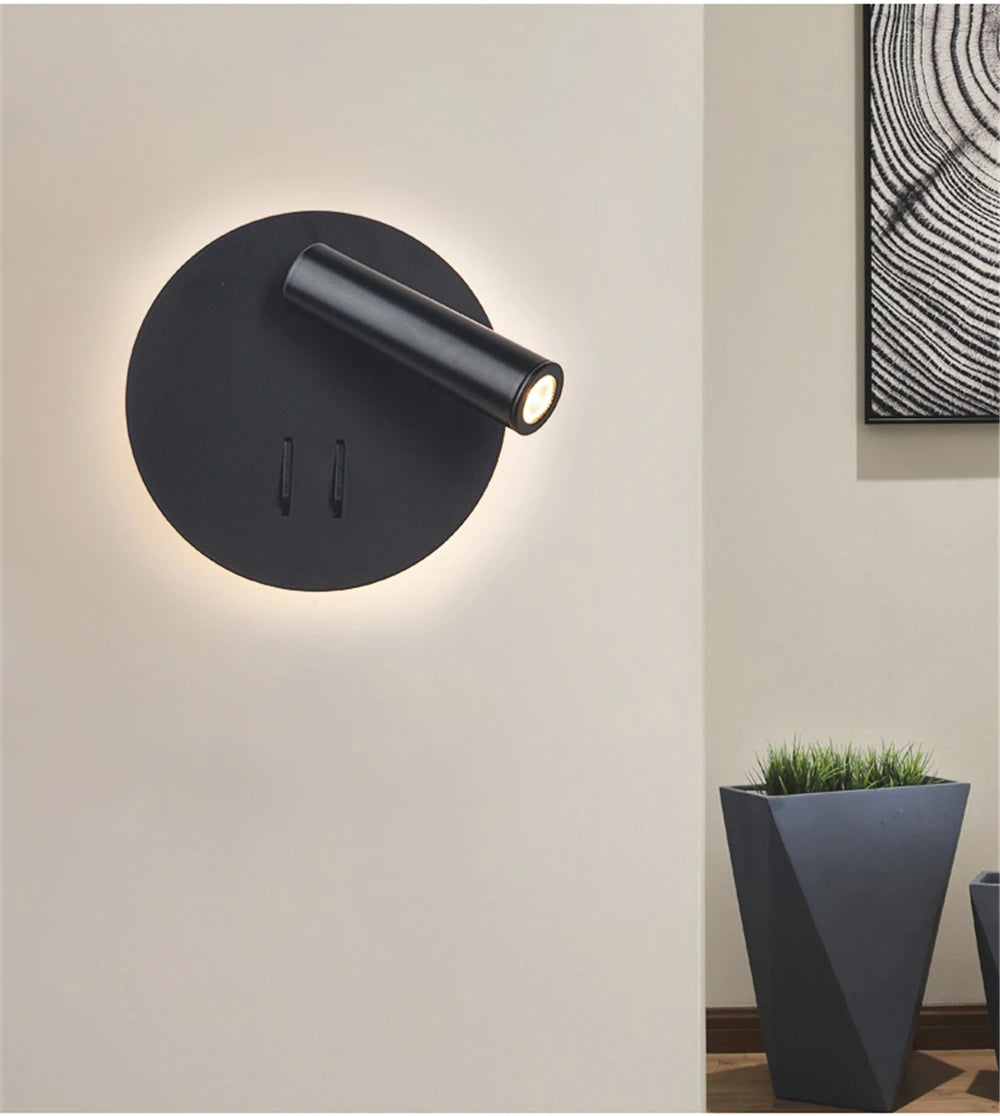 Bedroom Beside Wall Lamp LED Wall Light With Switch Reading Light Adjustable Lighting Angle Iron+Aluminum+ Acrylic AC90-260V