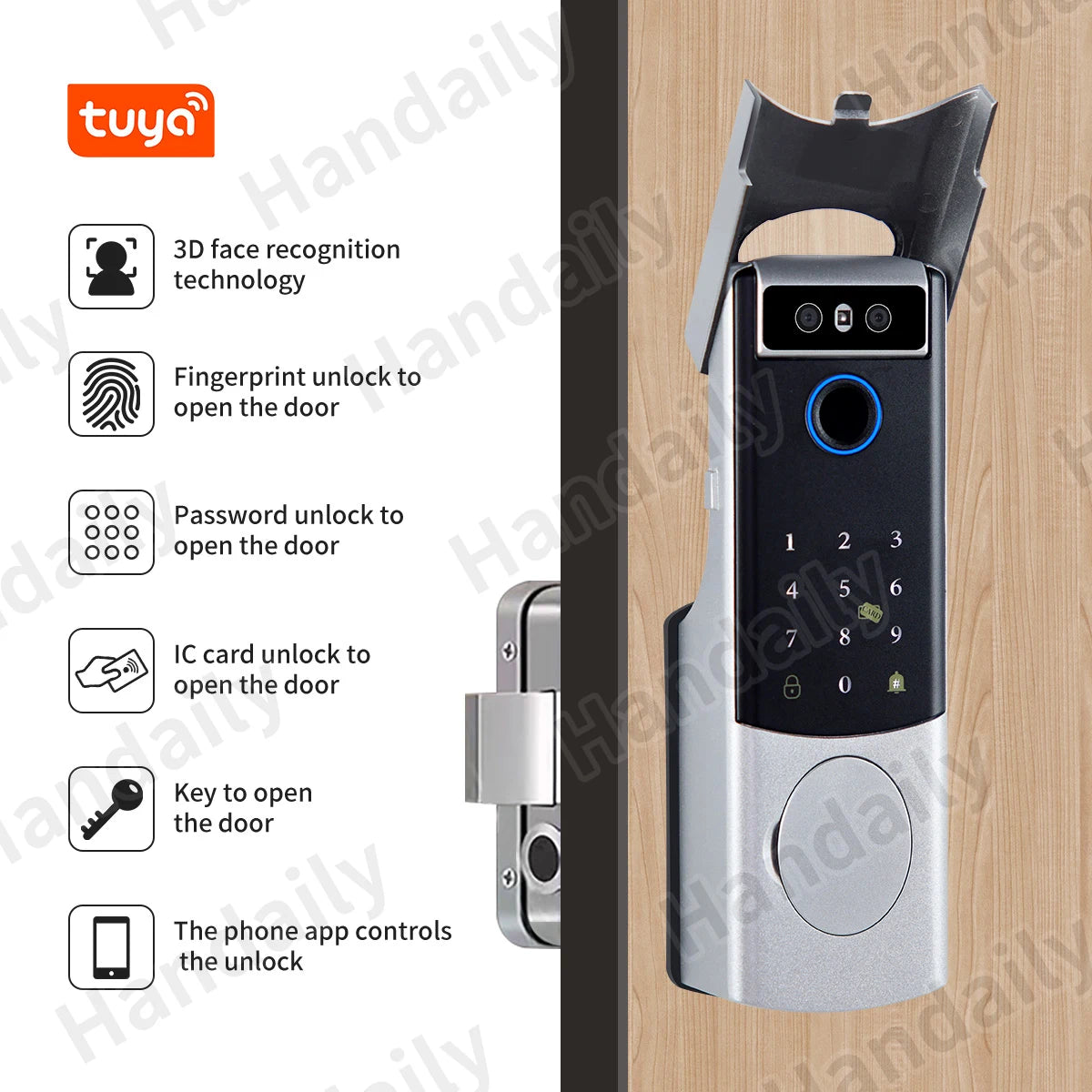 HanDaily Waterproof Lock for Gate Outdoor Wifi Face Recognition Door Lock Fingerprint Password APP RFID Card Digital Lock