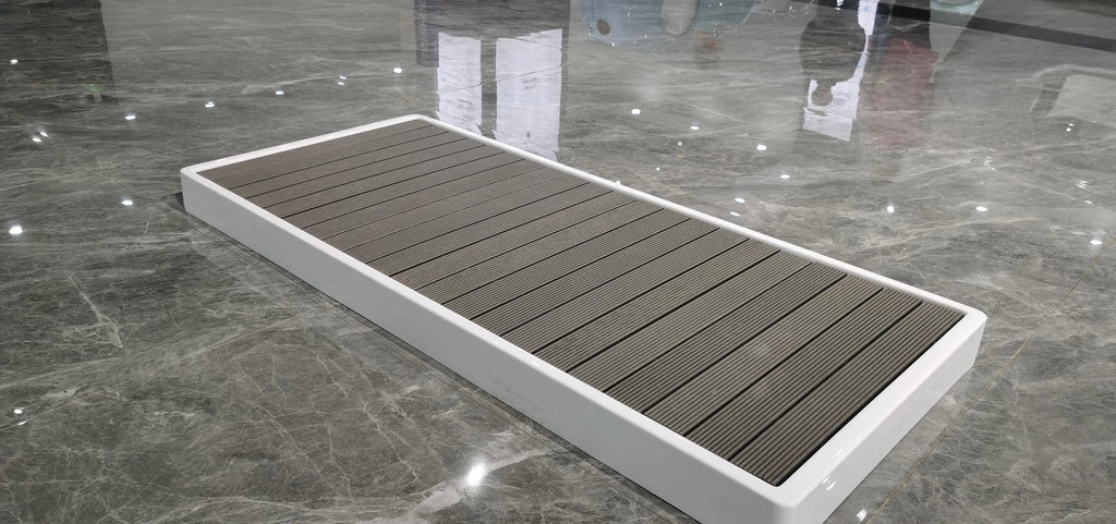 U.S. Local Stock Modern Design Anti-Slip Wooden Bath Shower Pedal Cold Plunge Basin Ice Bath Tub Draining Platform for Spa