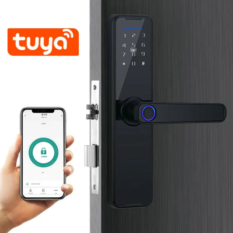 Factory Price Cheap Aluminum RFID Card Password Fingerprint Unlock Electronic Ble WiFi Tuya App Smart Door Lock