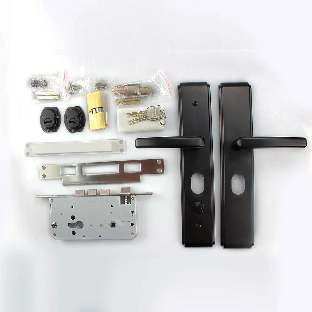 High Security Anti-theft Stainless Steel 304 Mechanical Door Lock Matt Black Panel Lock with Four Spring Bolt