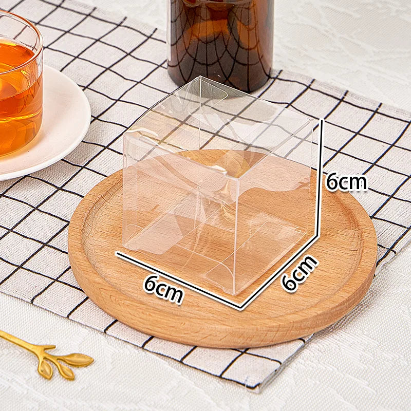 Clear Folding Packaging Box with Ribbon Macaroon Wedding Party Baby Shower Favour Boxes Gift Boxes Cookie Packaging