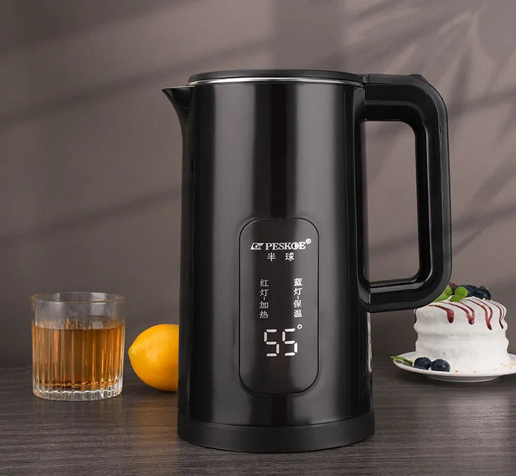 2L Stainless Steel Electric Kettle LED Temperature Constant Water Smart Boiling Anti-Scald Automatic Power-Off for Hotels