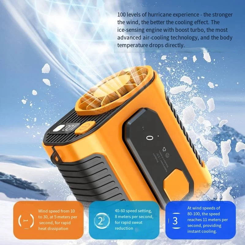 2026 Mini Air Cooler Fan Handheld USB/Battery 5000mAh Wearable Light 3-Speed Touch Control Brushless Motor Household Outdoor