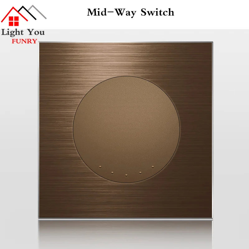 1 2 3 4 Gang 1 Way 2 Way Household Wall Switch Socket Aluminum Brushed Brown Panel LED Indicator Switch 86*86mm