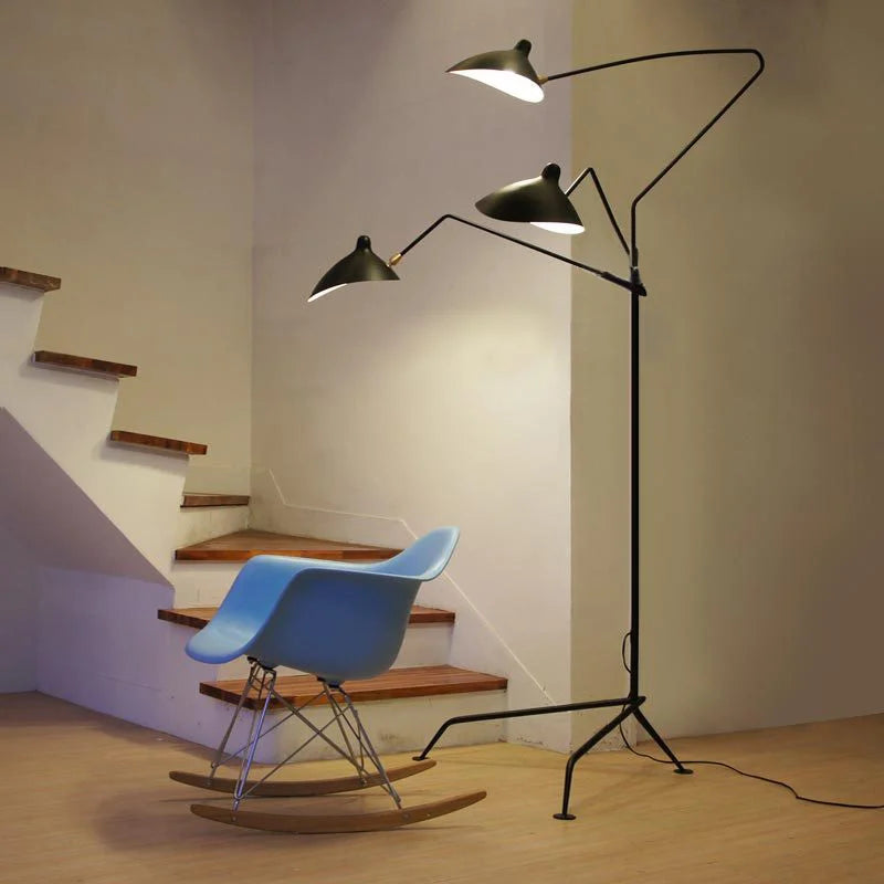 Modern 1/3 Heads LED Floor Lamp for Living Room Bedroom Study Office Lustre Black Standing Light with Flexible Adjustable Head